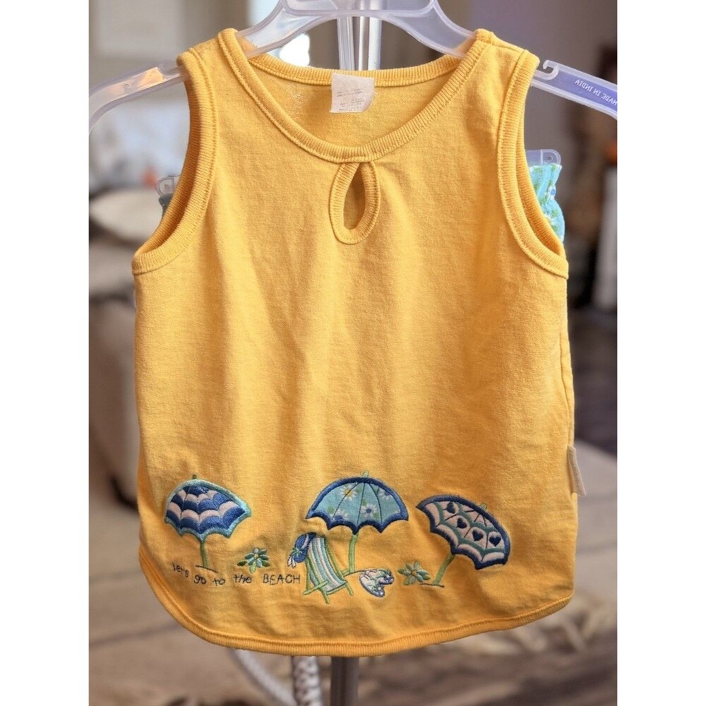 Vintage Y2K Healthtex Girls Summer Let’s Go Yo The Beach Tank & Floral Shorts 3T